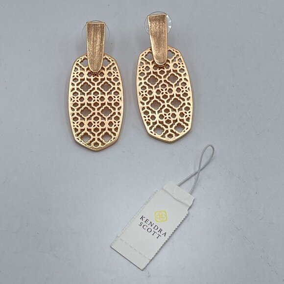 Kendra Scott Rose Gold Filigree Drop Earrings - Picture 5 of 5